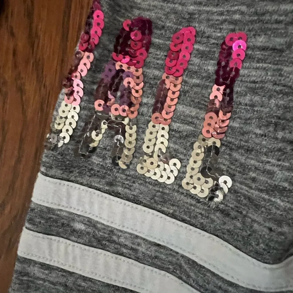 Justice Active gray with pink sequin soft ball jogger pants